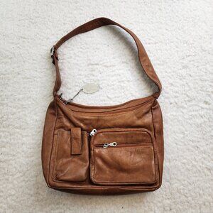 Vintage Paul & Taylor Brown Genuine Leather Handbag Purse Shoulder Bag Lined